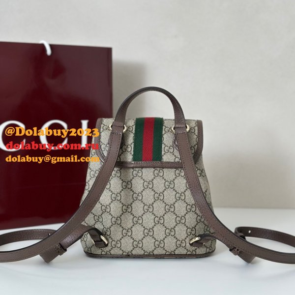 Gucci Ophidia Small Backpack In Beige And Brown GG Fabric 836854 Bag