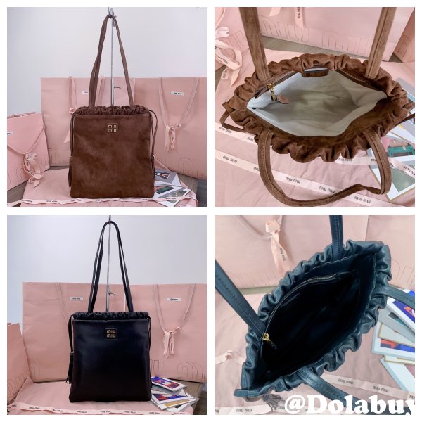 MIU MIU Women Joie Bag Suede Brown tote