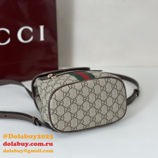 Gucci Ophidia Small Backpack In Beige And Brown GG Fabric 836854 Bag