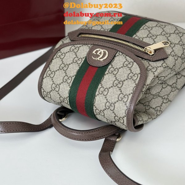 Gucci Ophidia Small Backpack In Beige And Brown GG Fabric 836854 Bag