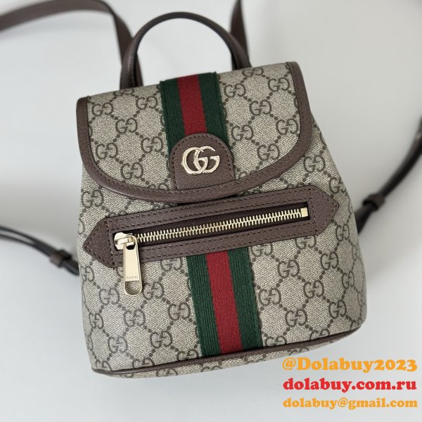 Gucci Ophidia Small Backpack In Beige And Brown GG Fabric 836854 Bag